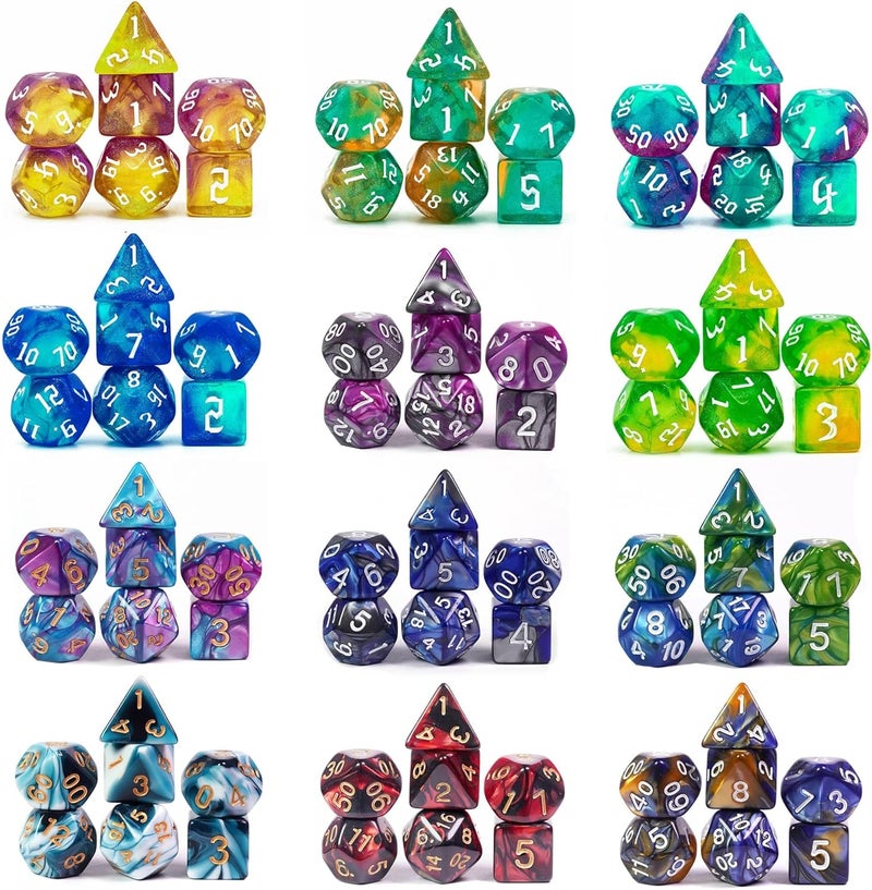 Poludie DND Dice Sets, 175Pcs Polyhedral D&D Dice with 4 Leather Bags for D&D Role-Playing Games, RPG Table Games(25Sets) - Image 2